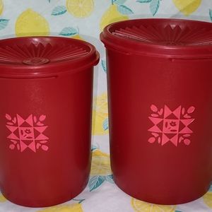 Vintage Tupperware Canisters Red